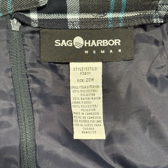 Vtg Flannel Midi Skirt 20W Blue Gray Plaid Old Money Preppy Academia 90s Y2K - Picture 13 of 14